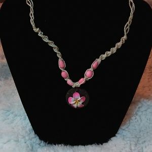 Nwot Pink Hawaiian Lei Flower Beach Necklace🌺